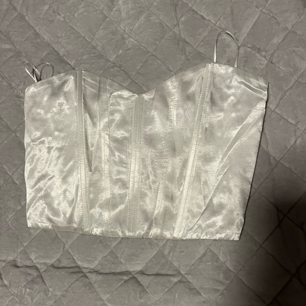 Edikted Satin White Crop Top- New with tags, Size small
